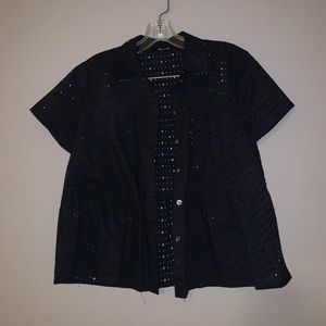 Made well holey navy blue button down!